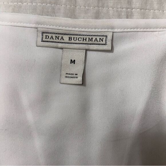 DB M White Sheer Split Back Lightweight Polyester Short Sleeve Top - Picture 10 of 12